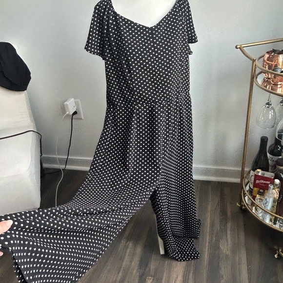 Monteau Black and White Polka Dot Maxi jumpsuit - Picture 4 of 6